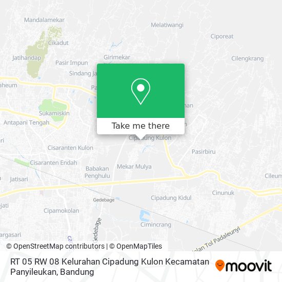 RT 05 RW 08 Kelurahan Cipadung Kulon Kecamatan Panyileukan map
