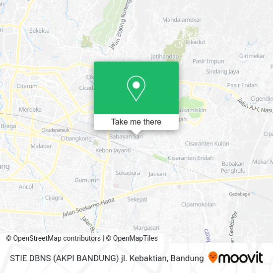 STIE DBNS (AKPI BANDUNG) jl. Kebaktian map