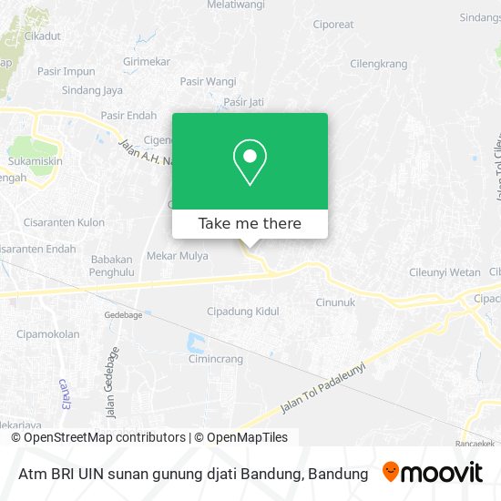 Atm BRI UIN sunan gunung djati Bandung map