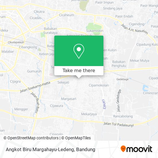 Angkot Biru Margahayu-Ledeng map