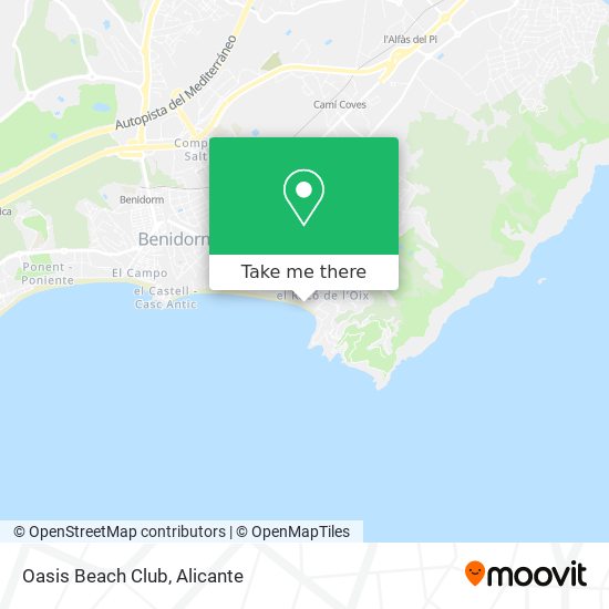 How to get to Oasis Beach Club in Benidorm by Bus or Light Rail?