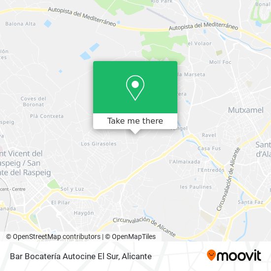 mapa Bar Bocatería Autocine El Sur