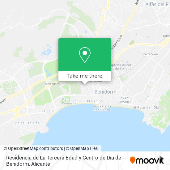 mapa Residencia de La Tercera Edad y Centro de Día de Benidorm