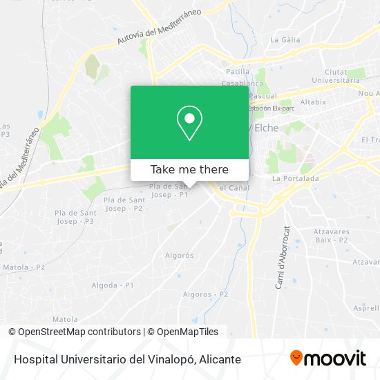 mapa Hospital Universitario del Vinalopó