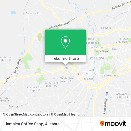 mapa Jamaica Coffee Shop