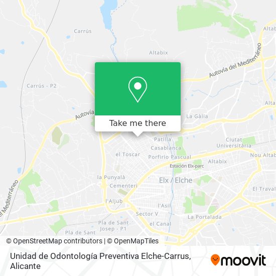 Unidad de Odontología Preventiva Elche-Carrus map