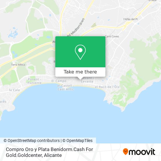 Compro Oro y Plata Benidorm.Cash For Gold.Goldcenter map