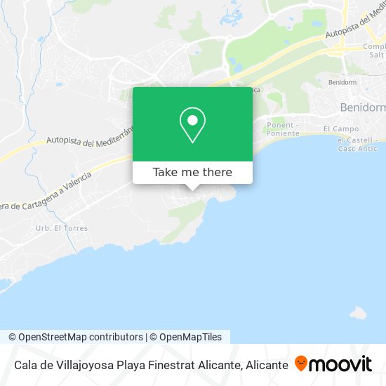 mapa Cala de Villajoyosa Playa Finestrat Alicante