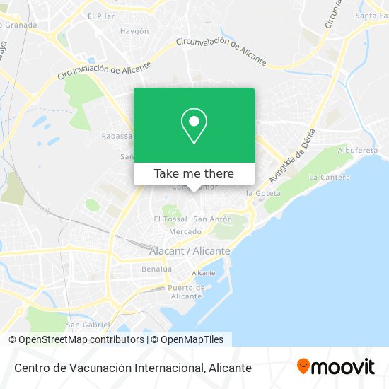 mapa Centro de Vacunación Internacional