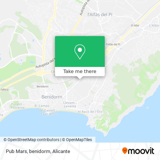 mapa Pub Mars, benidorm