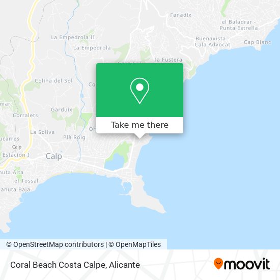 Coral Beach Costa Calpe map
