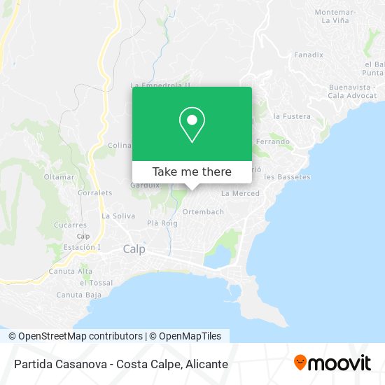 Partida Casanova - Costa Calpe map