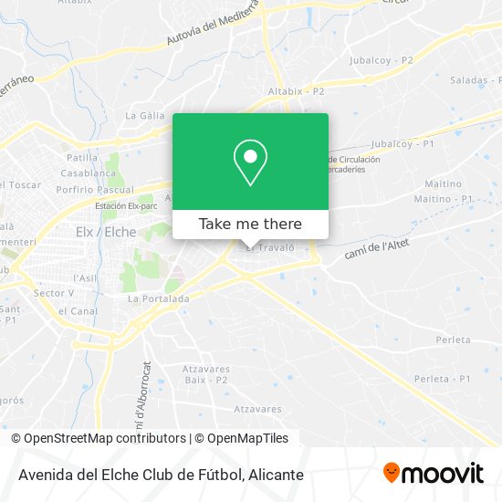 mapa Avenida del Elche Club de Fútbol