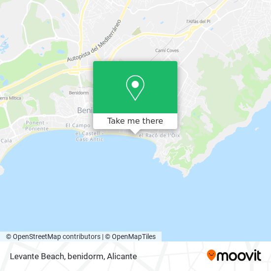 Levante Beach, benidorm map