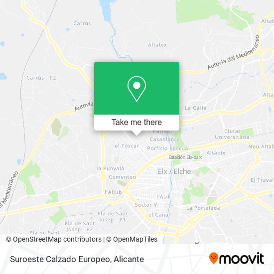 Suroeste Calzado Europeo map