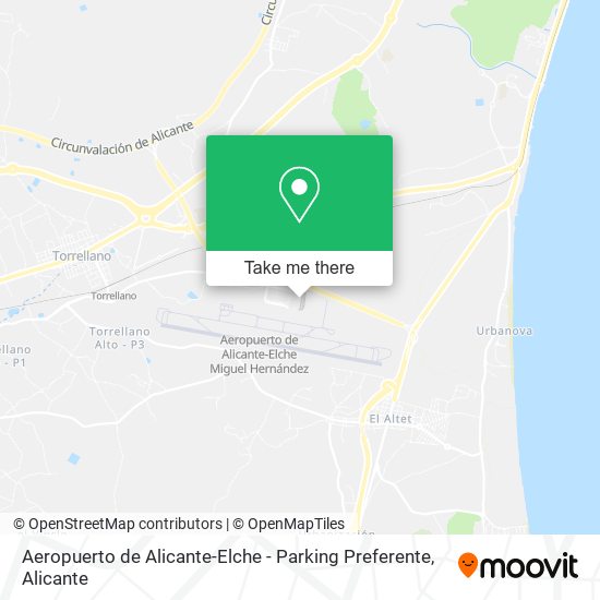 mapa Aeropuerto de Alicante-Elche - Parking Preferente