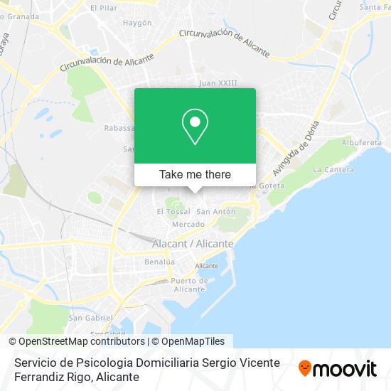 mapa Servicio de Psicologia Domiciliaria Sergio Vicente Ferrandiz Rigo