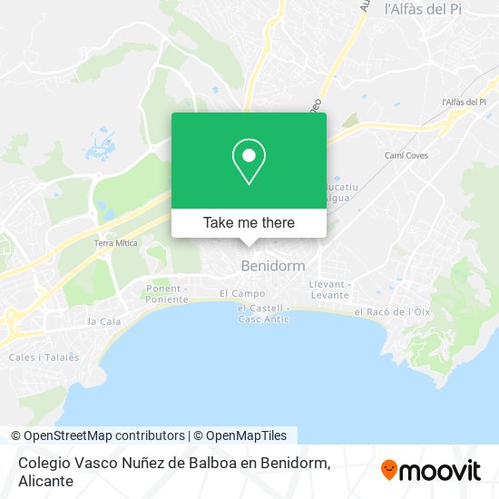 Colegio Vasco Nuñez de Balboa en Benidorm map