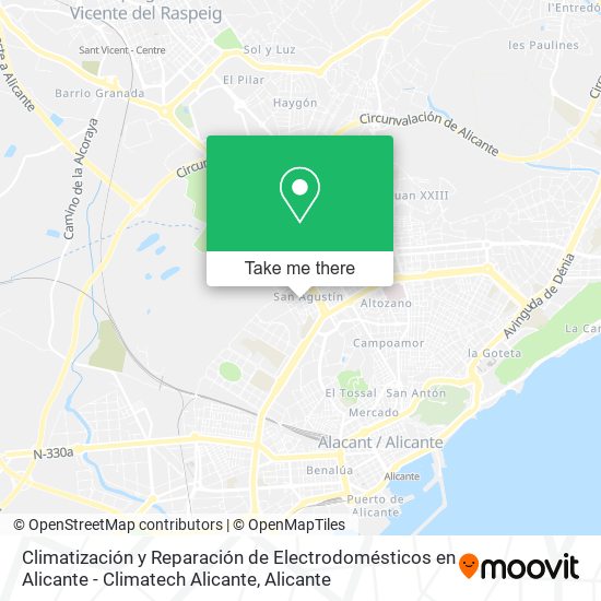 mapa Climatización y Reparación de Electrodomésticos en Alicante - Climatech Alicante