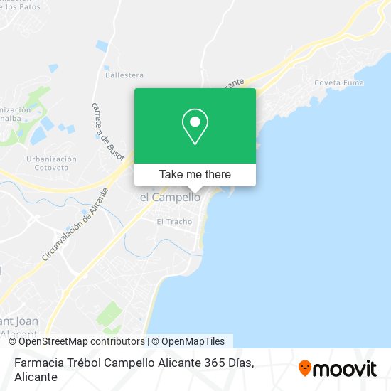 Farmacia Trébol Campello Alicante 365 Días map