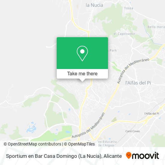 Sportium en Bar Casa Domingo (La Nucia) map
