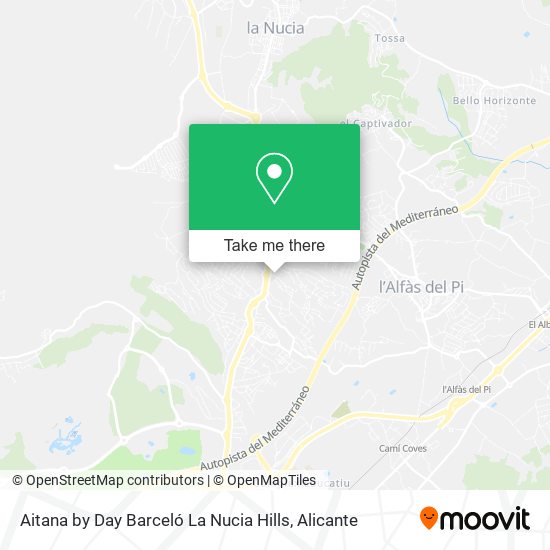 Aitana by Day Barceló La Nucia Hills map