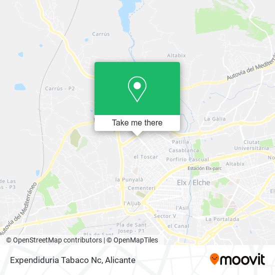 Expendiduria Tabaco Nc map