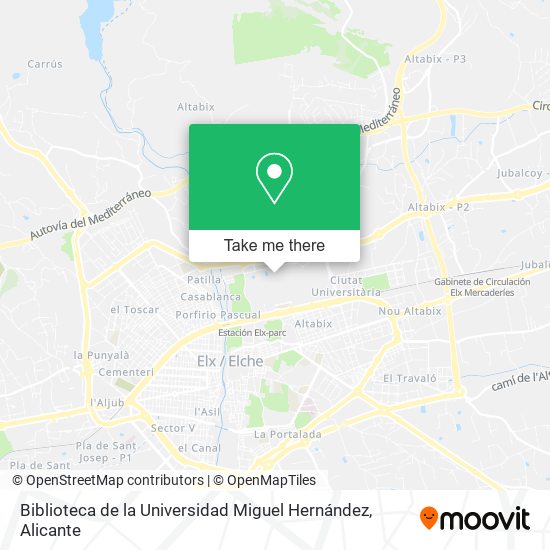 Biblioteca de la Universidad Miguel Hernández map