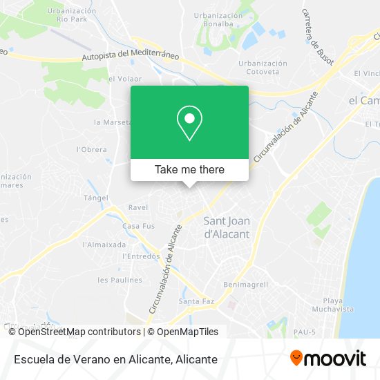 mapa Escuela de Verano en Alicante