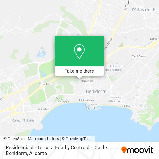 mapa Residencia de Tercera Edad y Centro de Día de Benidorm