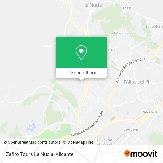 Zafiro Tours La Nucia map