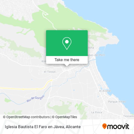 mapa Iglesia Bautista El Faro en Jávea