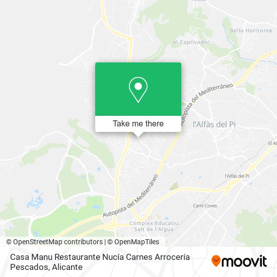 Casa Manu Restaurante Nucía Carnes Arrocería Pescados map