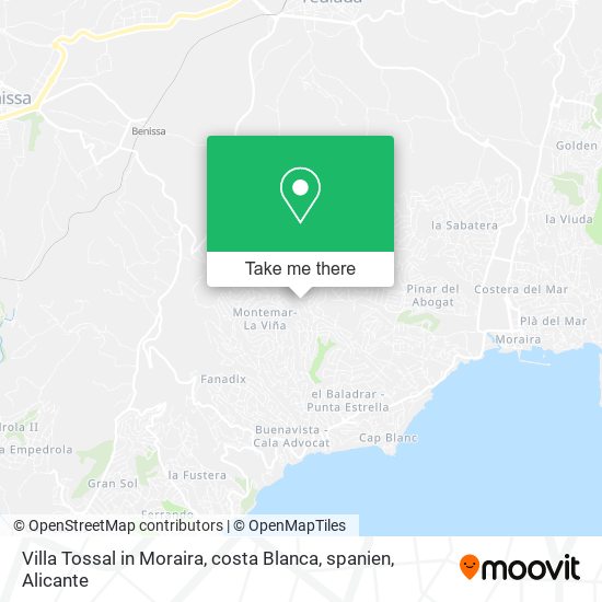 Villa Tossal in Moraira, costa Blanca, spanien map