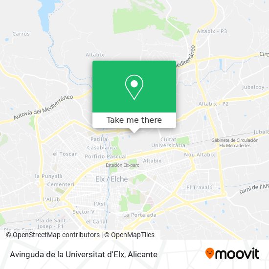Avinguda de la Universitat d'Elx map