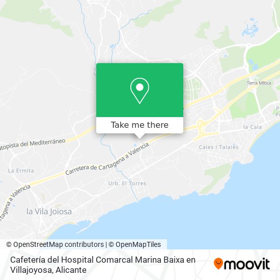 mapa Cafetería del Hospital Comarcal Marina Baixa en Villajoyosa