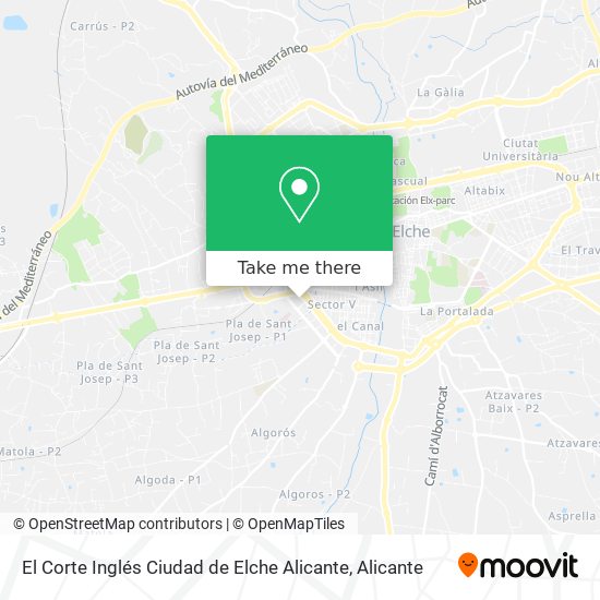 mapa El Corte Inglés Ciudad de Elche Alicante