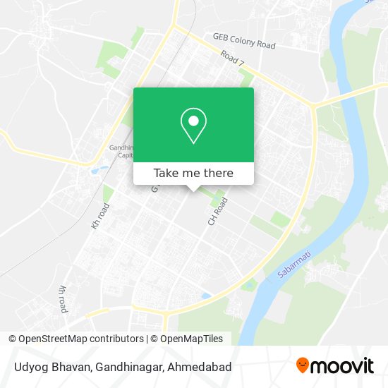 Udyog Bhavan, Gandhinagar map