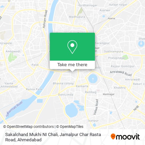 Sakalchand Mukhi NI Chali, Jamalpur Char Rasta Road map
