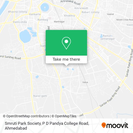 Smruti Park Society, P D Pandya College Road map