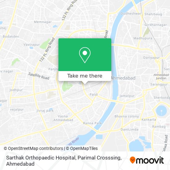 Sarthak Orthopaedic Hospital, Parimal Crosssing map