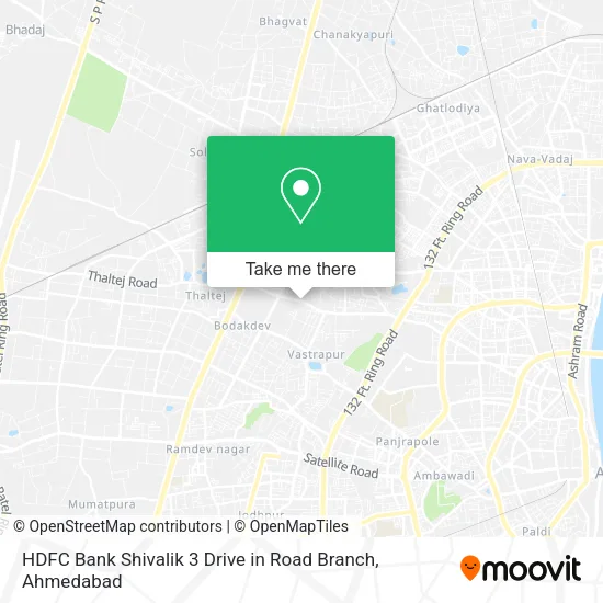 HDFC Bank Shivalik 3 Drive in Road Branch map