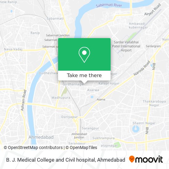 B. J. Medical College and Civil hospital map