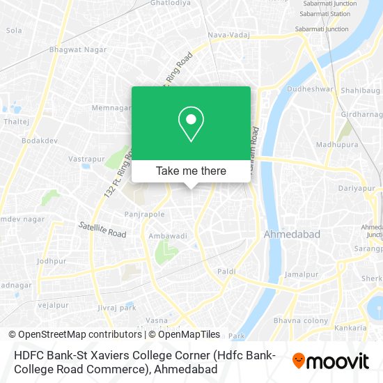 HDFC Bank-St Xaviers College Corner (Hdfc Bank-College Road Commerce) map