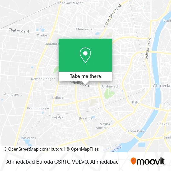 Ahmedabad-Baroda GSRTC VOLVO map