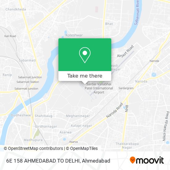 6E 158 AHMEDABAD TO DELHI map