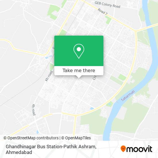 Ghandhinagar Bus Station-Pathik Ashram map