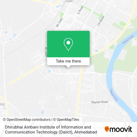 Dhirubhai Ambani Institute of Information and Communication Technology (Daiict) map