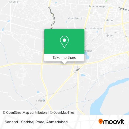 Sanand - Sarkhej Road map