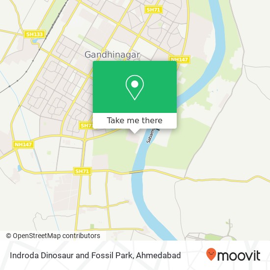 How to get to Indroda Dinosaur and Fossil Park in Gandhinagar(North) by Bus?